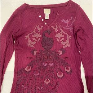 Lucky Brand Long Sleeve with Feather Pattern